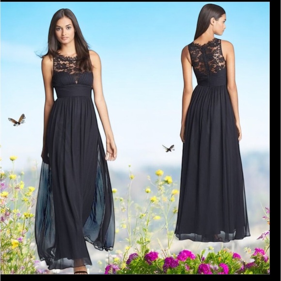 $400 AIDAN MATTOX Embellished Lace & Silk Chiffon Gown BLACK BEAUTIFUL - Picture 1 of 2